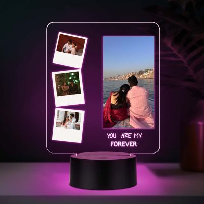 You are My Forever Quote Personalized with Photos | Acrylic UV Printed Lamp with 7 Color Changing Light Gift for Anniversary, Valentines Day, Birthday